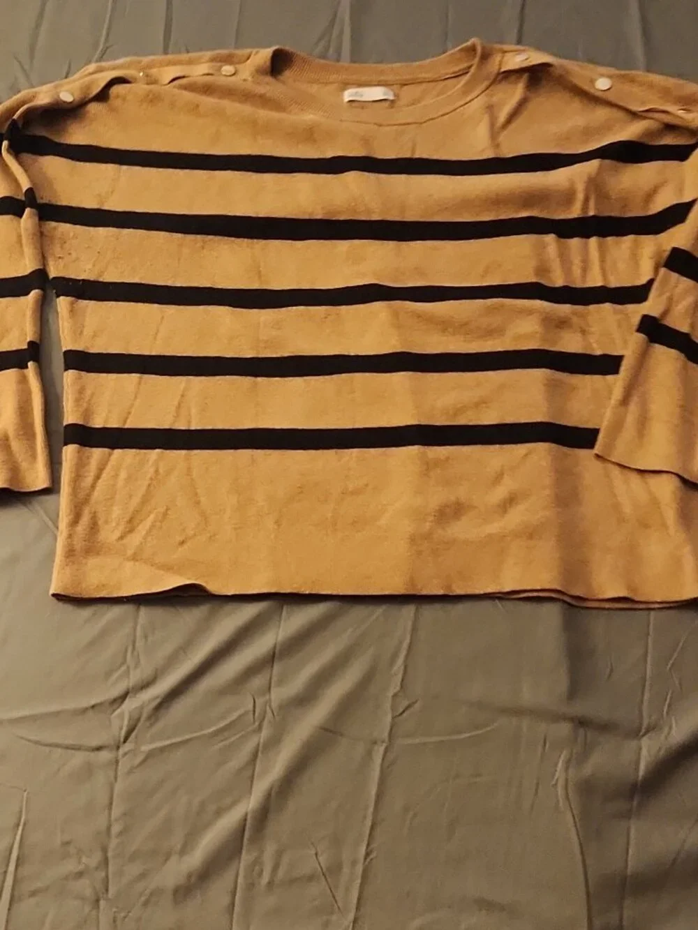 Croft & Barrow 2XL Brown Black Striped Knit Crew Neck Sweater